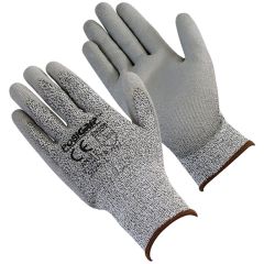 Touch Screen Gray PU Palm Coated Speckle Gray HPPE Gloves