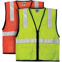 MLK 1191 & 1192 - ANSI Class 2 - Economy 6-Pocket ANSI Mesh Vest - Lime & Orange