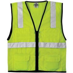 MLK 1191 - ANSI Class 2 - Economy 6-Pocket ANSI Mesh Vest - Lime - Front
