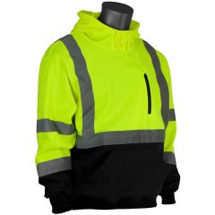 PIP Class 3 Hooded Pullover Black Bottom Sweatshirt - Lime Front