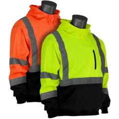 PIP Class 3 Hooded Pullover Black Bottom Sweatshirt - Orange and Lime