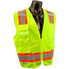 ANSI Class II Vest w/ Contrasting Stripes - Lime - Front