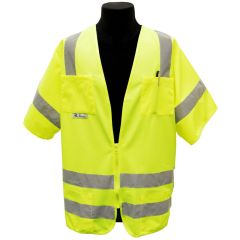 ANSI Class III Solid Fabric Safety Vest - Lime - Front