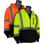 PIP ANSI Class 3 Zip Front Hoodie Black Bottom Sweatshirt - Lime and Orange